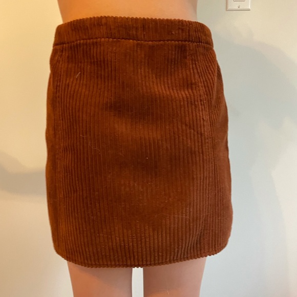 Tractr Button Down Corduroy Brown Mini Skirt XL - Picture 4 of 6
